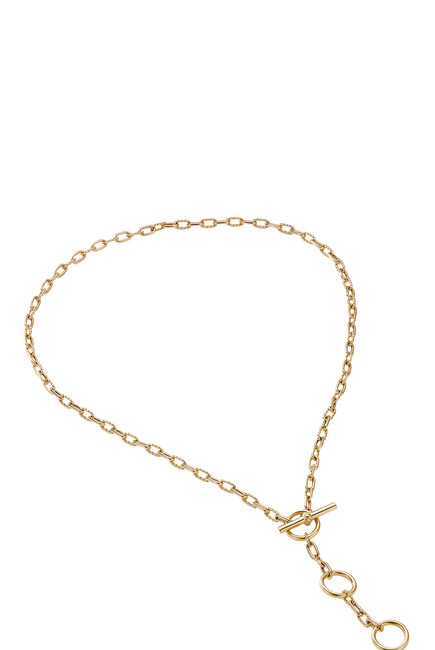 Madison Three Ring Chain Necklace, 18k Gold